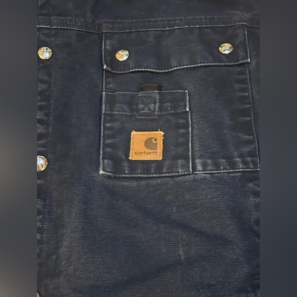 Carhartt J284 Sherpa-Lined Sandstone Hooded Work Jacket Navy, Size Large Regular - Picture 2 of 12